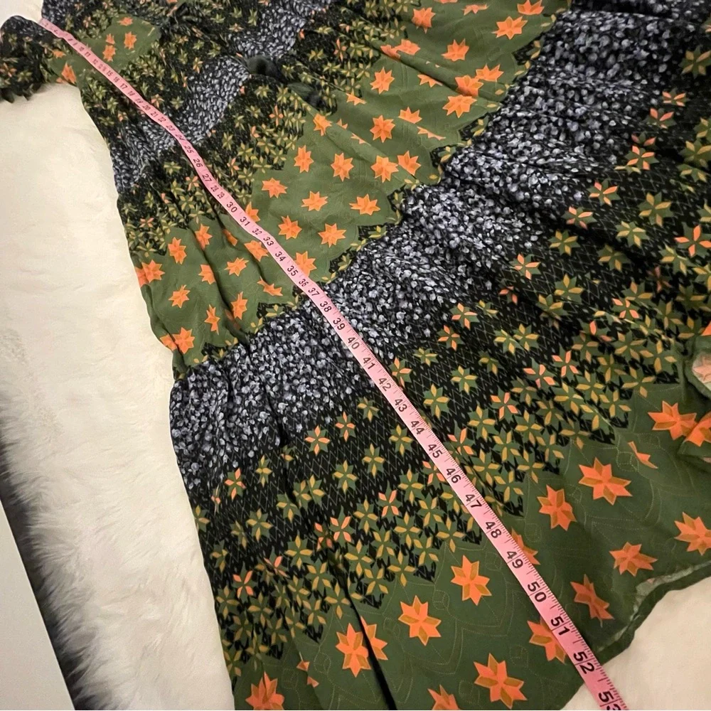 NWT Easel Blue & Green Jewel Tone Floral Patchwork Tiered Long Dress - Picture 8 of 15